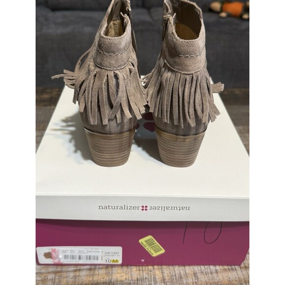 naturalizer Zeline frindge taupe suede ankle bootie women size 10 - Picture 3 of 6
